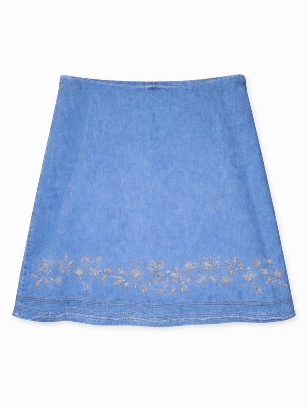 Christopher & Banks Y2K Denim A-Line Skirt With Embroidery And Beads, Size 12